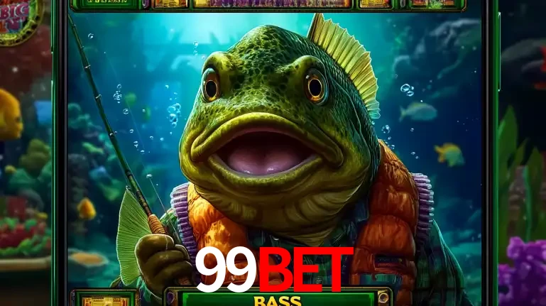 Personagem de peixe pescador do popular jogo de slot com tema de pescaria, uma das emocionantes opções de caça-níqueis para jogar e ganhar no cassino 99BET.